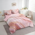 thumbnail image 3 of Castle Fairy Pink Gold Marble Girl Twin Bedding Sets 7-Piece,Marbling Watercolor Bedding Comforter Set Microfiber,Abstract Gradient Vintage Aesthetic Breathable Sheet Sets,Super Cozy Room Decor, 3 of 8