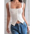 thumbnail image 5 of Button Up Tank Tops for Women Ribbed Sleeveless Button Down Shirts Vest Y2k Crop Top Basic Fitted Vest White S, 5 of 7