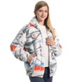 thumbnail image 1 of Abrigo de franela con capucha para mujer, cárdigan de manga larga con cuello redondo y cremallera, chaqueta holgada y cálida de Color liso con estampado de felpa para invierno, novedad de 2023, 1 of 4