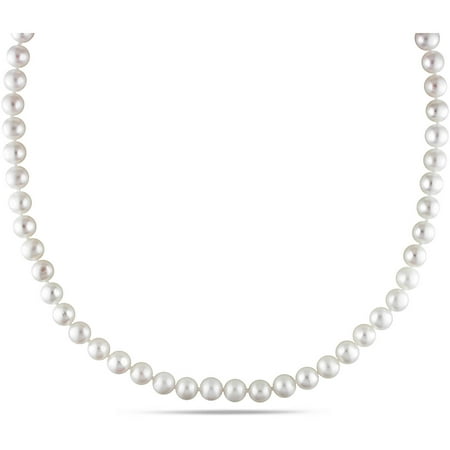 Miabella 6.5-7mm White Freshwater Cultured Pearl Sterling Silver Strand Necklace, 18