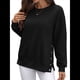 thumbnail image 2 of Sudaderas de Gran Tamaño para Mujer, Sudaderas de Larga, Camisetas con Abertura Lateral, Tops, Conjuntos para Adolescentes. Negro M, 2 of 10