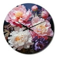 thumbnail image 2 of Designart "Peonies In Asian Painting II" Asian Oversized Wall Clock, 2 of 5