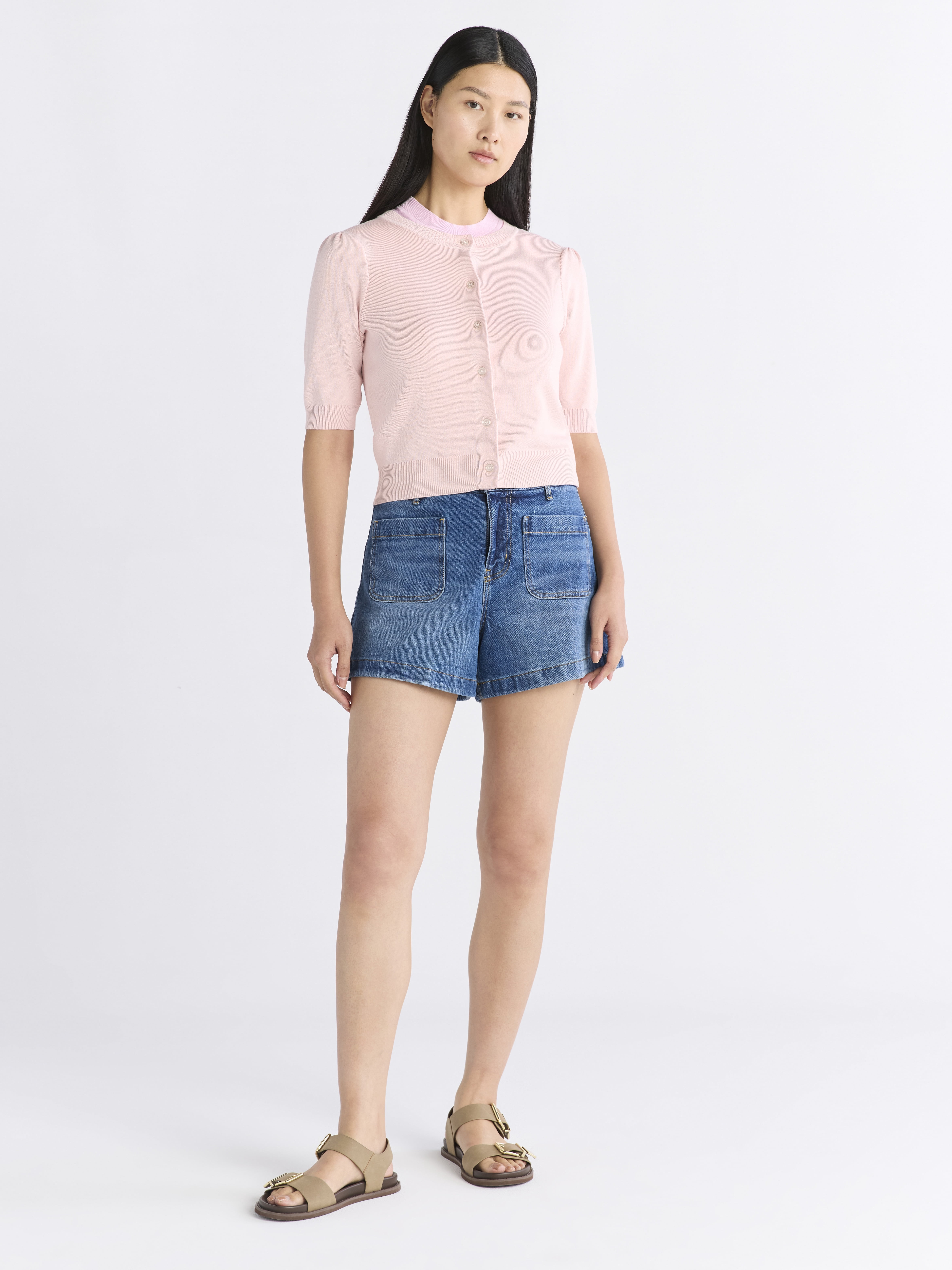 Free Assembly Women's Cardigan Sweater with Puff Sleeves, Lightweight, Size XS-XXL