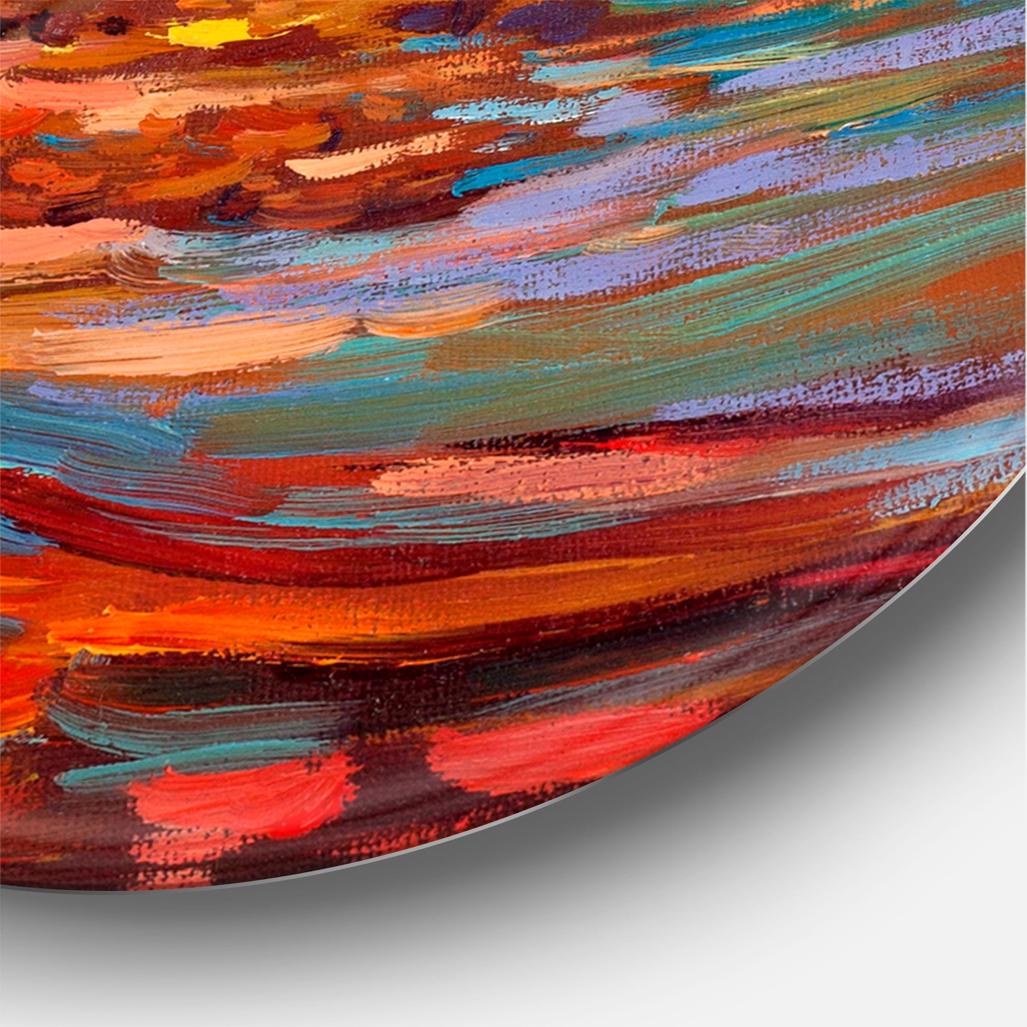 Designart 'The Lake At Sunset Evening Glow I' Nautical & Coastal Circle Metal Wall Art 29x29 - Disc of 29