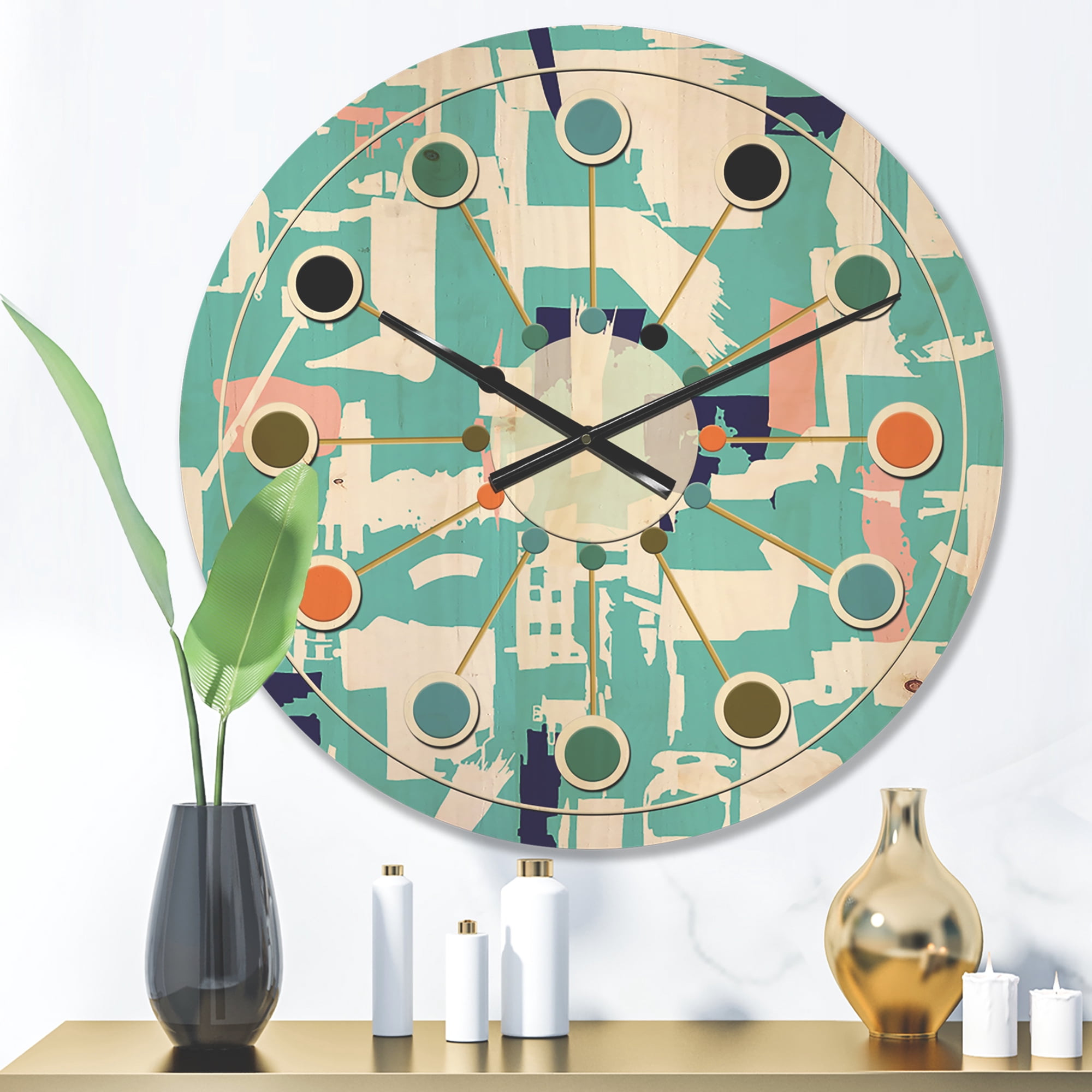Designart 'Retro Abstract Artisan I' Mid-Century Modern Wood Wall Clock