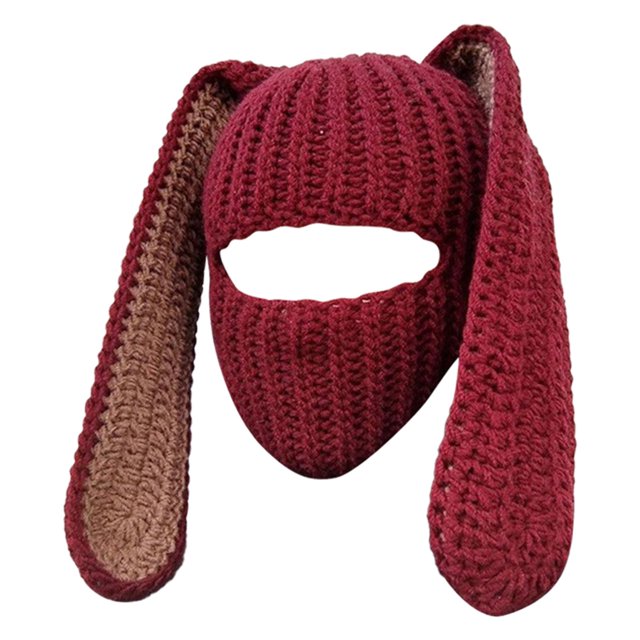 WEAIXIMIUNG Men Gloves Winter Rabbit Ear Hat Autumn and Winter Neck Knitted Hat