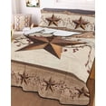 thumbnail image 3 of Quilts Twin Size, Farmhouse Texas Star Brown Soft Comforter Bedding Set for Bed, Berry Vintage Wooden Lightweight Quilted Bedspread with Pillow Cover(2 Pieces) for All Season, 68x86 Inch, 3 of 6