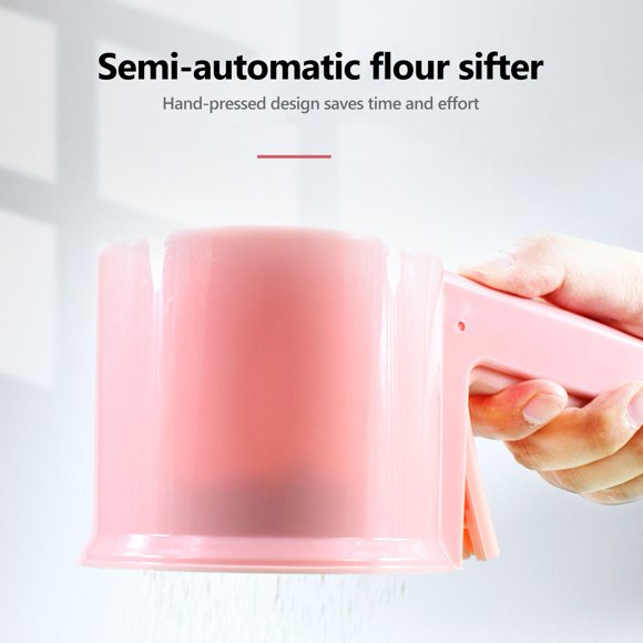 TidBay Semi-Automatic Flour Sieve Colander Strainer Fine Mesh Easy to Clean Cup Shape Flour Percolator Baking Sifter Sugar Sifter