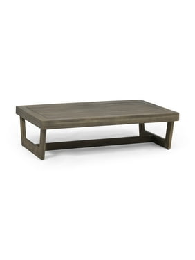 Hannah Outdoor Acacia Wood Coffee Table, Gray