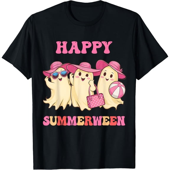 Premium model-Unisex-100% cotton-Happy Summerween Summer Halloween Costumes Ghost Lovers T-Shirt