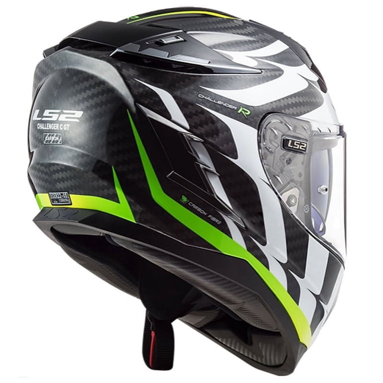 LS2 Challenger C Flames Gloss White Hi-Vis Yellow Helmet size 2X 