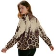 thumbnail image 3 of SCRAWLGOD Leopard Print Splash Beige Brown Women's Zip Up Lightweight Hoodless Jacket with Pockets Casual Long Sleeve Crewneck Outerwear Fashion Comfortable Sweatshirt, M, 3 of 7