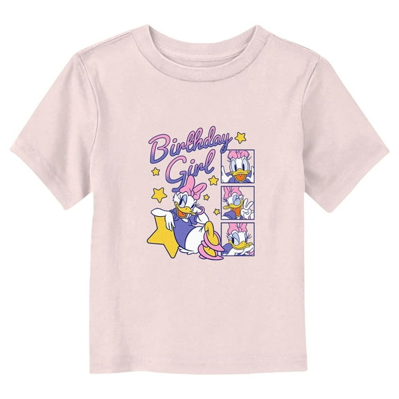 Toddler's Mickey & Friends Daisy Duck Birthday Star Girl  Graphic Tee Light Pink 2T