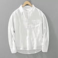 thumbnail image 4 of Bxsruta Men's Long Sleeve Half Button Shirt Collared Top with Chest Pocket Casual Daily Wear, 4 of 8