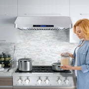 Cosmo 4 Piece Kitchen Appliance Package with 36 Freestanding Gas Range 36 Under Cabinet Range Hood 24 Built-in Integrated Dishwasher & French Door Refrigerator Kitchen Appliance Bundles