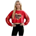 thumbnail image 3 of Craaazy Women's Loose Baseball Game Print Casual Cropped Round Neck Long Sleeved T-shirts Gifts, 3 of 5