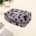 thumbnail image 3 of Unique Bargains 1 Pc Leopard Plush Drawstring Makeup Bag for Vacation Business Travel Plush Purple, 3 of 6