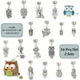 thumbnail image 2 of 1Set 32pcs 16 Styles Owl Alloy Dangle Beads 5mm Large Hole Tibetan European Charms Pendants Owl Charms Bails for Bracelet Necklace Jewelry Making Antique Silver, 2 of 6