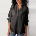 thumbnail image 3 of TRUBKH Button Down Shirts Long Sleeve Shirts for Women Linen Tops for Women Casual Shirts for Women Autumn and New V Neck Pocket Cotton Linen Size Long Sleeved Shirt Top Button Down Shirt Black L, 3 of 3