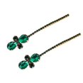 thumbnail image 1 of Suoirblss 2 pasadores de aleación de cristal de imitación vintage para mujer, con clip lateral, horquillas para el pelo, accesorios para el pelo para boda, novia (verde), 1 of 5