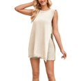 thumbnail image 3 of Women's Sleeveless Sweater Fit Tunic Tops 2 Piece Set Shorts Outfit Top for Summer Casual Beach Vacation Color XL, 3 of 8