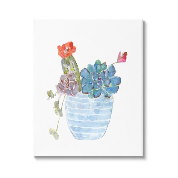 Stupell Industries Cactus Succulent Planter Graphic Art Gallery Wrapped Canvas Print Wall Art, Design by Sally Swatland
