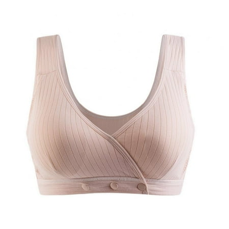 

Women Nursing Bras Cotton Breastfeeding Tank Wire Free V-neck Maternity Bra Front Snap Padded Sleep Bralettes Wide Shoulder Strap