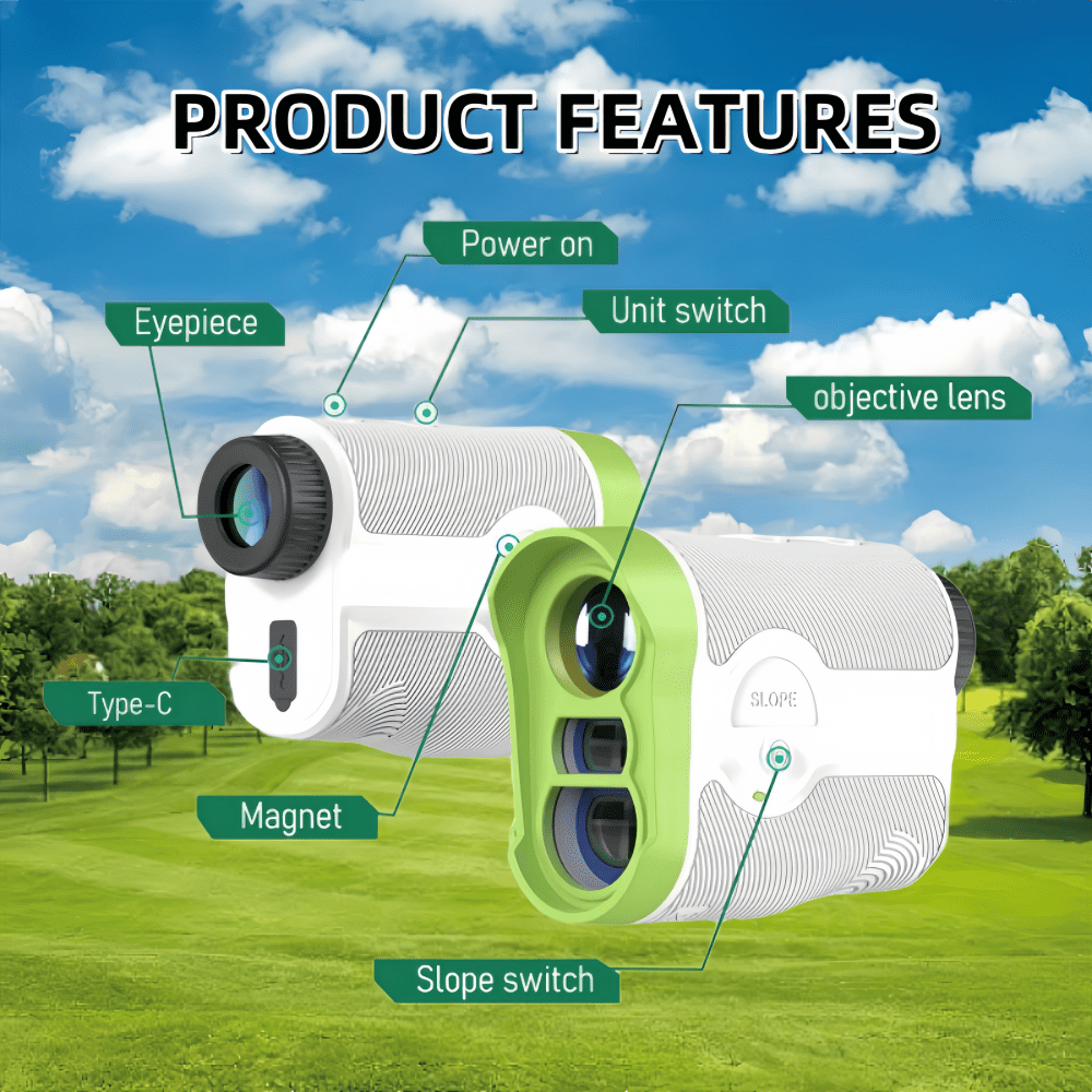 Golf Rangefinder with Magnet, Slope Switch for Tournament Legal, Flagpole Lock and Vibration, 1000 Yards Rechargeable Range Finder for Golfing