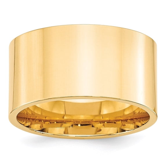 Auriga Fine Jewelry 14K Yellow Gold 12mm Standard Weight Flat Comfort Fit Wedding Band for Women Size 10