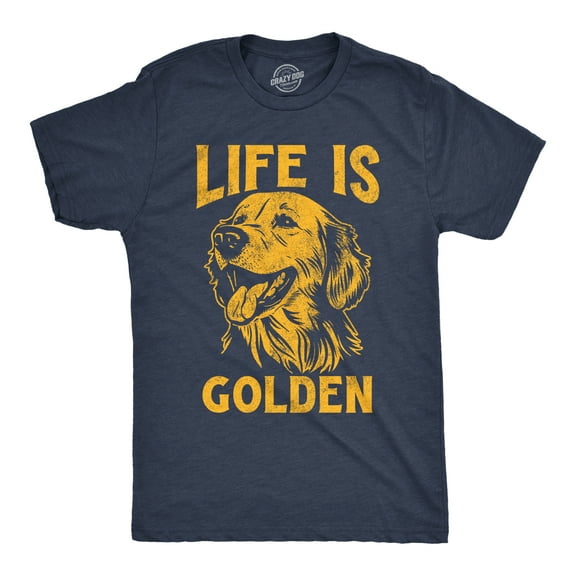 Mens Funny T Shirts Life Is Golden Sarcastic Puppy Graphic Novelty Tee for Men Graphic Tees