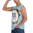 thumbnail image 3 of Lsque World Travel Print Men's Cotton Blend Sleeveless Muscle Shirts (S-3XL)- Moisture Wicking, Odor Protection, UPF 30+,XX-Large, 3 of 8