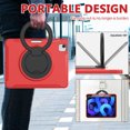 thumbnail image 3 of Kids Friendly Hybrid Case for iPad Pro 12.9 2022/2021/2020/2018, Rugged Case with Rotating Ring Stand Pencil Holder Heavy Duty Protection Slim Fit Silicone PC Case for iPad Pro 12.9, Red, 3 of 13