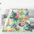 thumbnail image 4 of Salouo Tropical Flowers Print Bed Blankets,Flannel Blanket Comfortable Air Conditioning Blanket Lightweight Blanket for Sofa Bed Travel & Couch -40"x30", 4 of 8