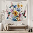 thumbnail image 5 of Hummingbird Tapestry for Bedroom Wall Hanging Tapestry, Spring Vintage Oil Painting Sunflowers Beige Ceiling Backdrop Tapestries Poster Blanket Wall Decor for Teens Room Living Room Dorm 59" x 90", 5 of 8