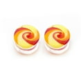 thumbnail image 1 of Pair of Ear Plugs Colorful Yellow and Orange abstract design Made of Glass Doubl, 1 of 3