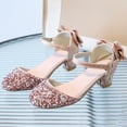 thumbnail image 2 of Staki Princess Shoes for Girls Girl's Bow Mary Jane Dress Shoes Ballet Princess Flats with Rhinestone Strap for Party Wedding School Kid Pink,12 Little Kid, 2 of 6