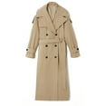 thumbnail image 4 of Womens Oversized Long Trench Coat Double Breasted Lapel Windproof Overcoat with Belt, 4 of 4