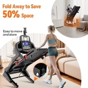 12MPH Folding Treadmill with 20% Auto Incline, 300-400 LB Capacity, Treadmills for Home Running Walking, 5.1HP Brushless Motor, Foldable Electric Treadmill Running Machine with APP & Bluetooth