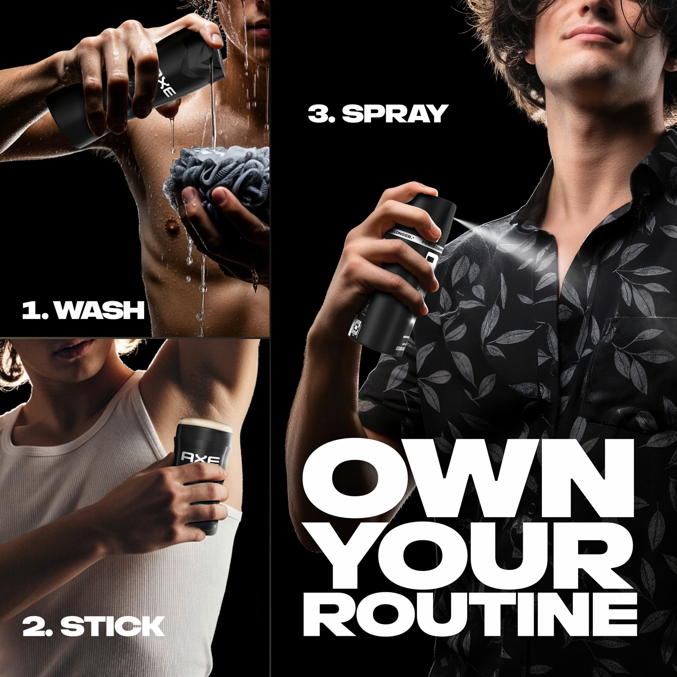 AXE Body Spray 48 Hour All Over Fresh Black Aluminum Free ,3.9 oz Twin