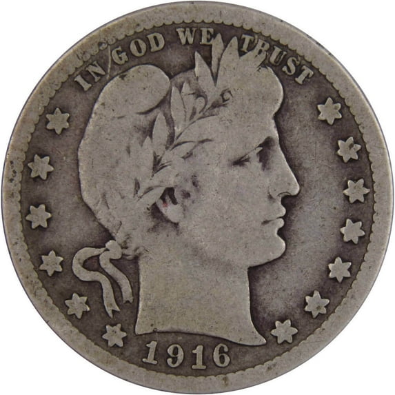 1916 Barber Quarter VG Very Good Silver 25c Coin