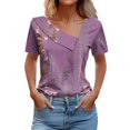thumbnail image 2 of SDNall T-shirt Décontracté à Manches Courtes Imprimé Printemps/été pour Femmes avec Boutons, 2 of 9
