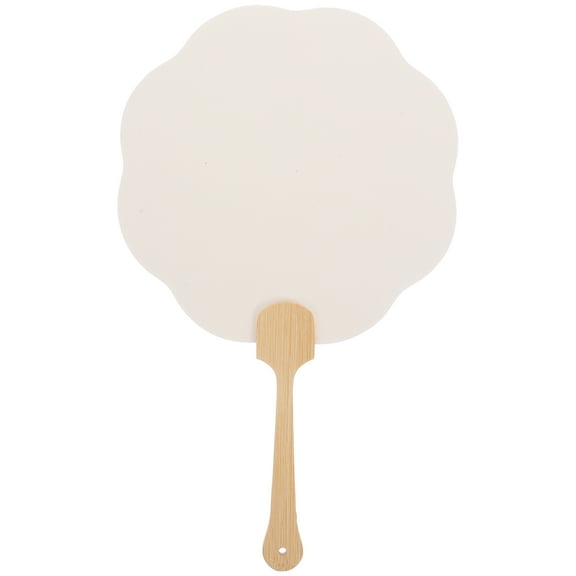 DIY Handheld Paper Fan for Crafts with Wood Detail White Color Perfect for DIY Projects and Gifts 9.5 Inches