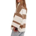 thumbnail image 4 of BiZtdJrK Long Sleeve T Shirts for Women Striped Print Half Zip Sweatshirt V Neck Loose Casual Y2k Tops with Pockets Khaki L, 4 of 7