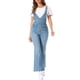 thumbnail image 2 of INSPIRAR CHIC Mono de mezclilla casual para mujer con cuello en V, cremallera y campana, pantalones de mezclilla XL color azul claro, 2 of 5