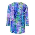 thumbnail image 4 of Ruimatai Women's 3/4 Sleeve Round Neck Top Loose Comfortable Casual Shirt Spring Summer Tunic Blouse Soft Breathable Stretchy Tee, 4 of 5