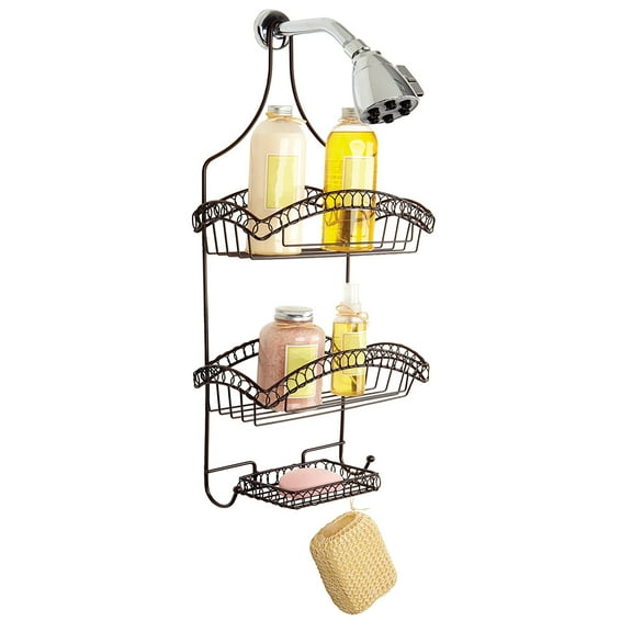 Bath Bliss Shower Caddy, Iron Curls Design, Bronze