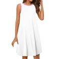 thumbnail image 2 of Lorytime Women's Casual Dresses Short White Crewneck Tank Dress Sleeveless Solid Sundress Mini Dress Holiday Loose Fashion Travel Dresses Wrap Summer Vacation Beach Dresses XL, 2 of 9