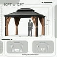 thumbnail image 7 of Devoko 10' x 12' Hardtop Gazebo Outdoor Galvanized Steel Metal Double Roof Aluminum Frame Permanent Pergolas with Netting and Curtains for Patio Backyard Garden Lawns Parties, 7 of 7
