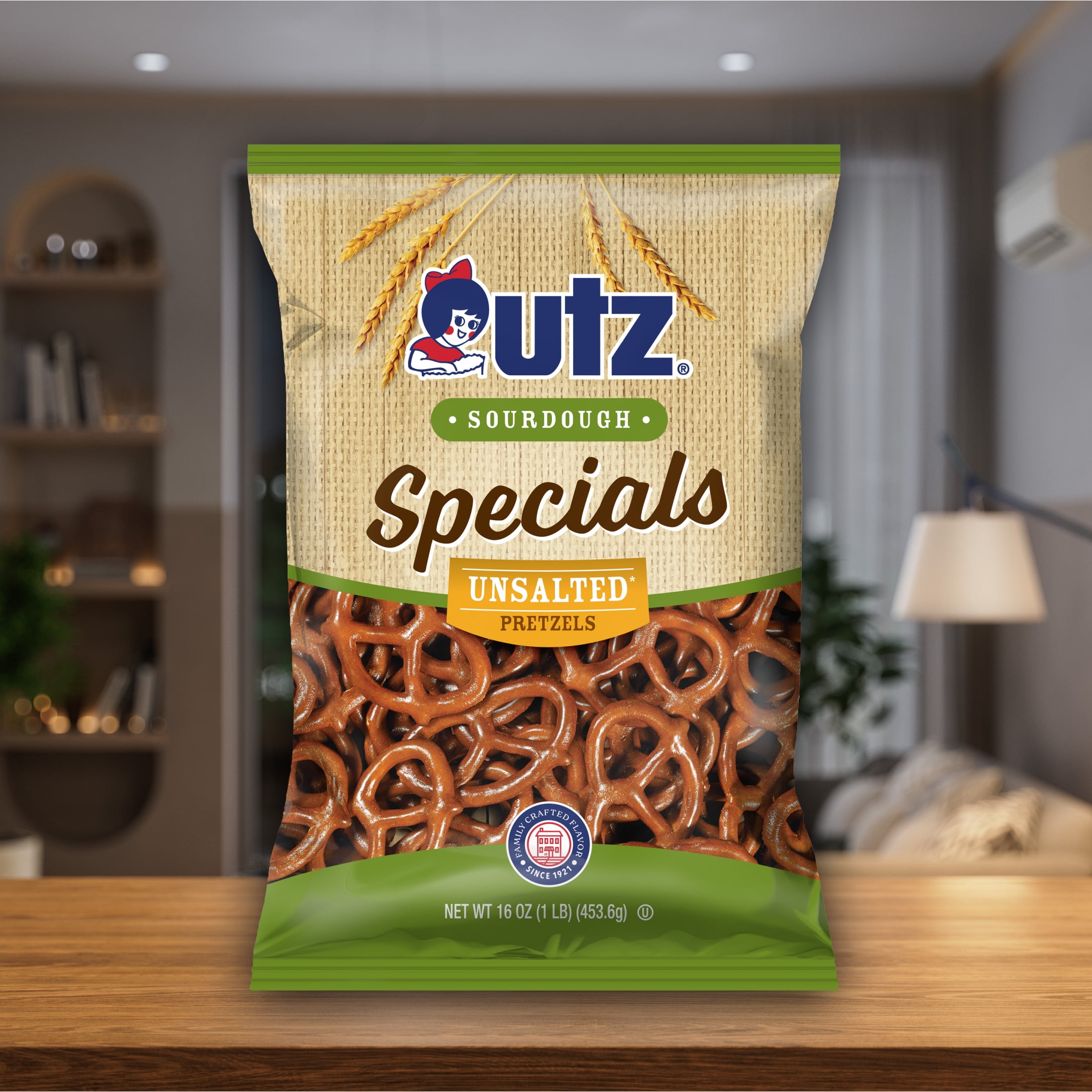 Utz Sourdough Specials Unsalted Pretzels, 16 oz Bag
