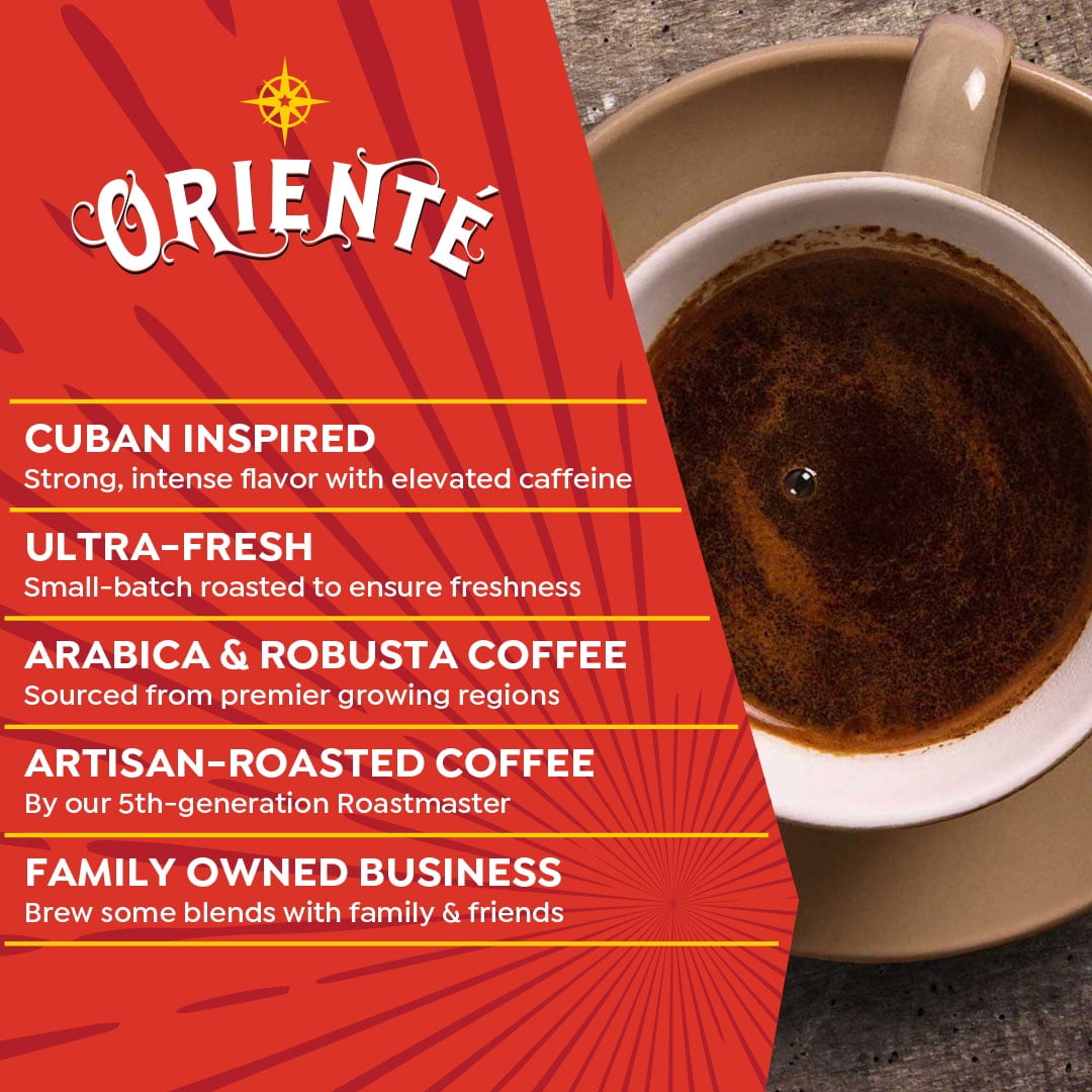 Oriente Cuban Coffee Roasters, Dark Roast Cuban Coffee Pods, Compatible w/ K-Cup Brewers, 50ct